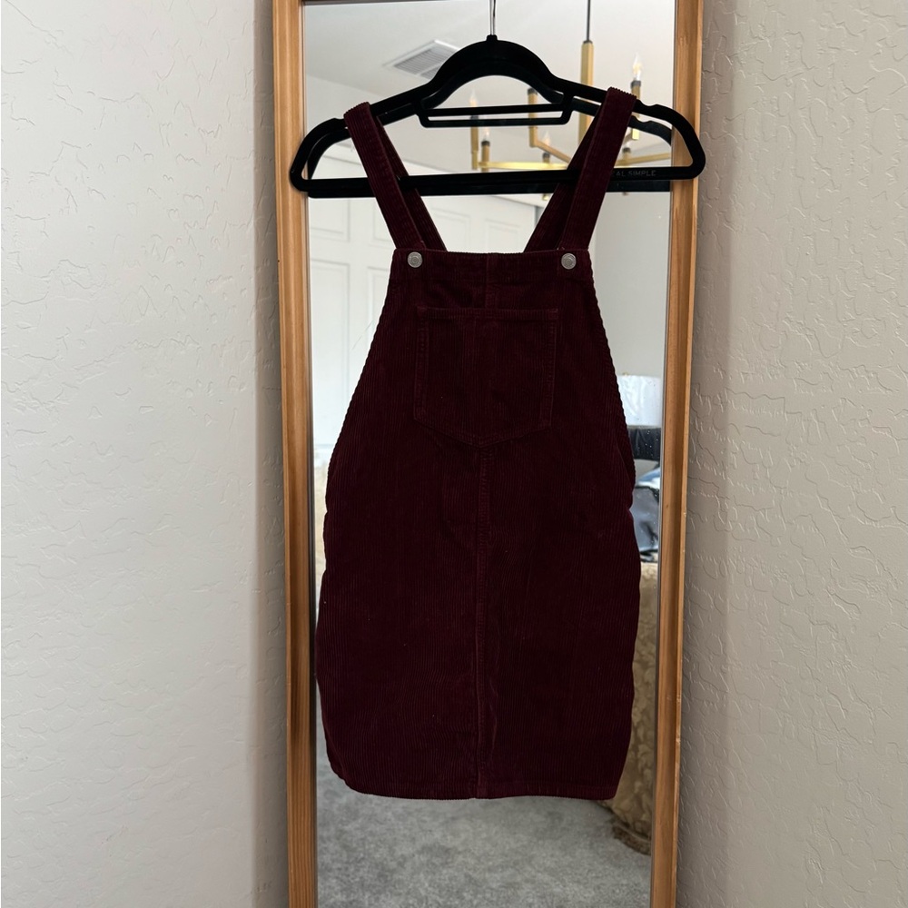 Burgundy Corduroy Overall Dress